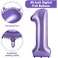 40 Inch Number Balloons 14, Purple Helium Foil Number 14 Balloons, Large Number Balloon Age Balloon For Boys Girls Birthday Part