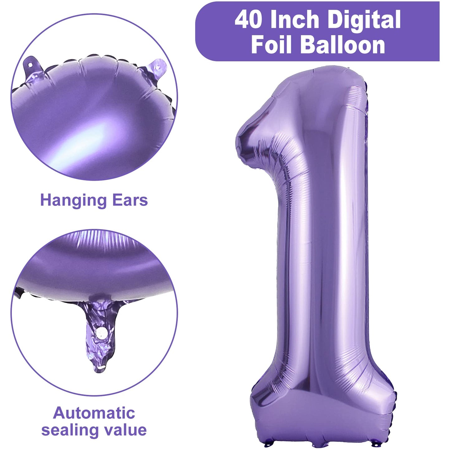 40 Inch Number Balloons 14, Purple Helium Foil Number 14 Balloons, Large Number Balloon Age Balloon For Boys Girls Birthday Part