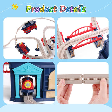 129Pcs Train Set Toy Train For Boys & Girls, Train Track Fits For With Double Two Trains,Christmas Festival Birthday Gifts For 3