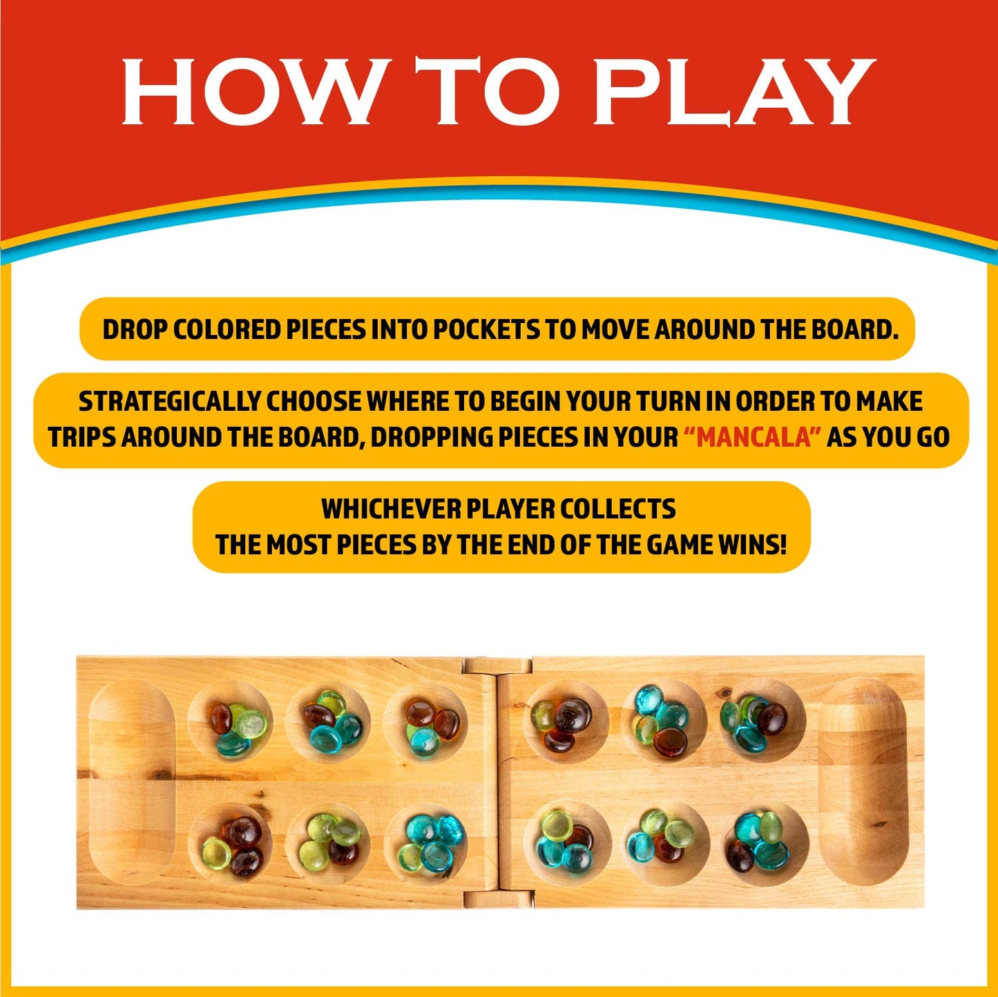 Classic Mancala - Fun Board Game For Friends And Family - Timeless Strategy Game