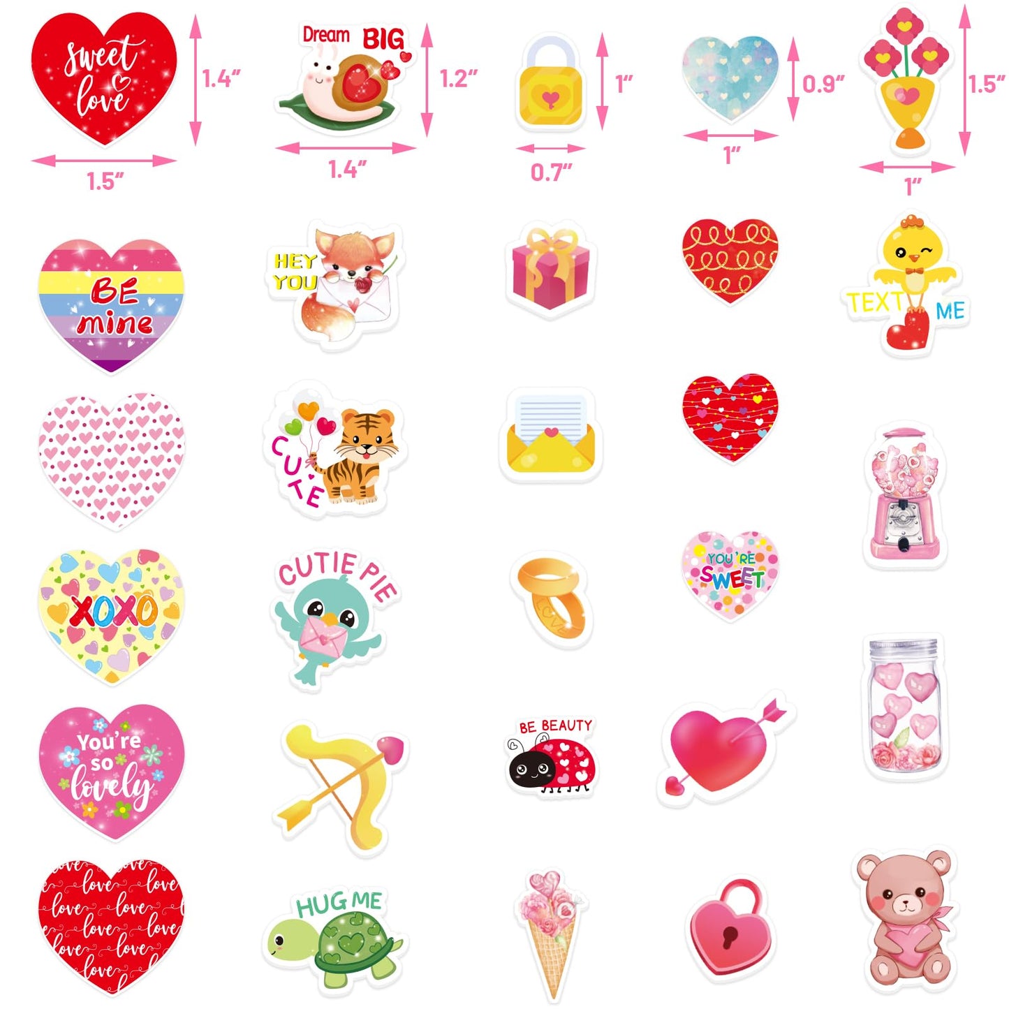 Valentines Day Foam Stickers Heart Shaped Dessert Craft Sticker for Scrapbook Party Decoration 200Pcs