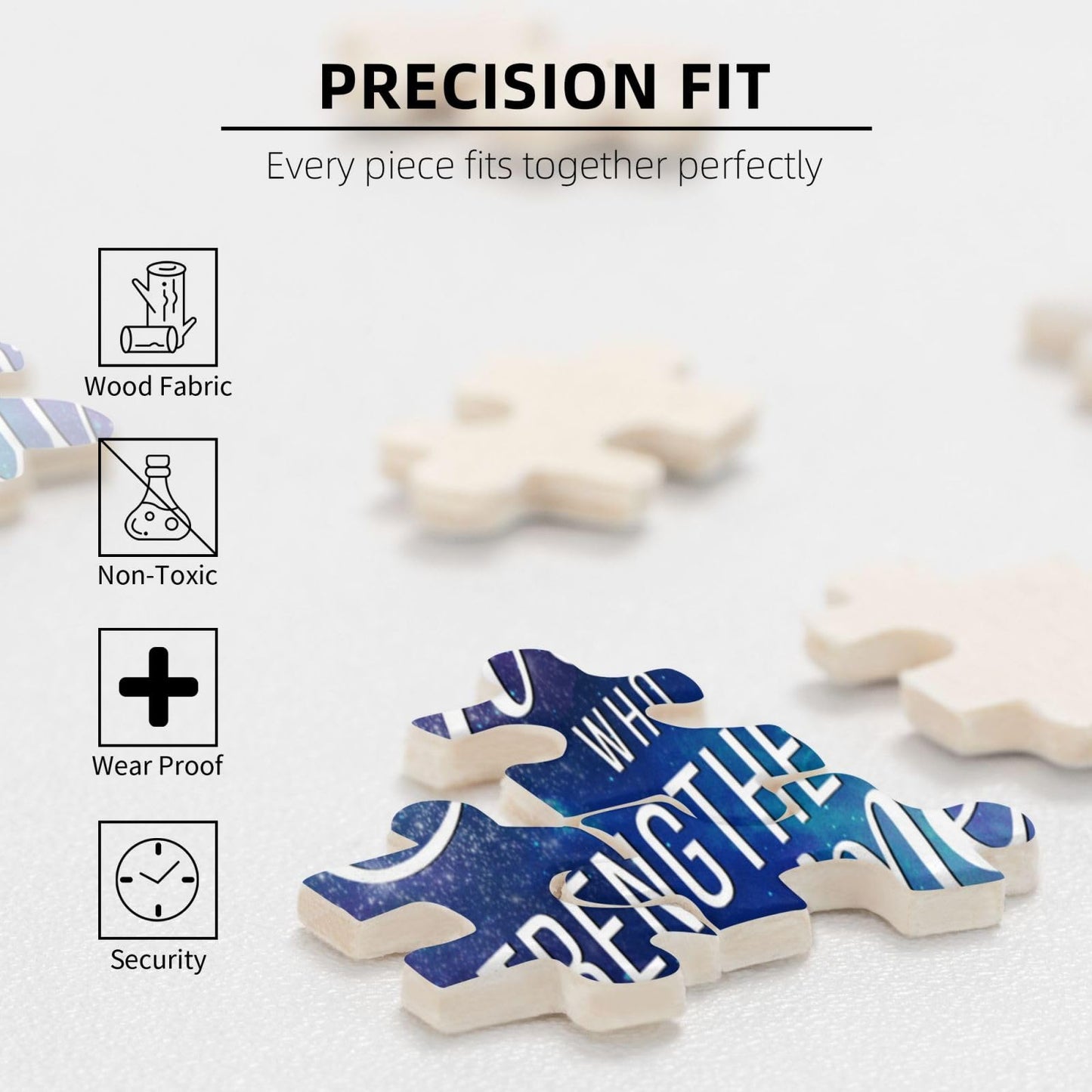 TREKTOTS Christian Jigsaw Puzzle 1000 Pieces, Wooden Shining Cross & Philippians 4:13, Silver, Faith-Based Gift for Adults