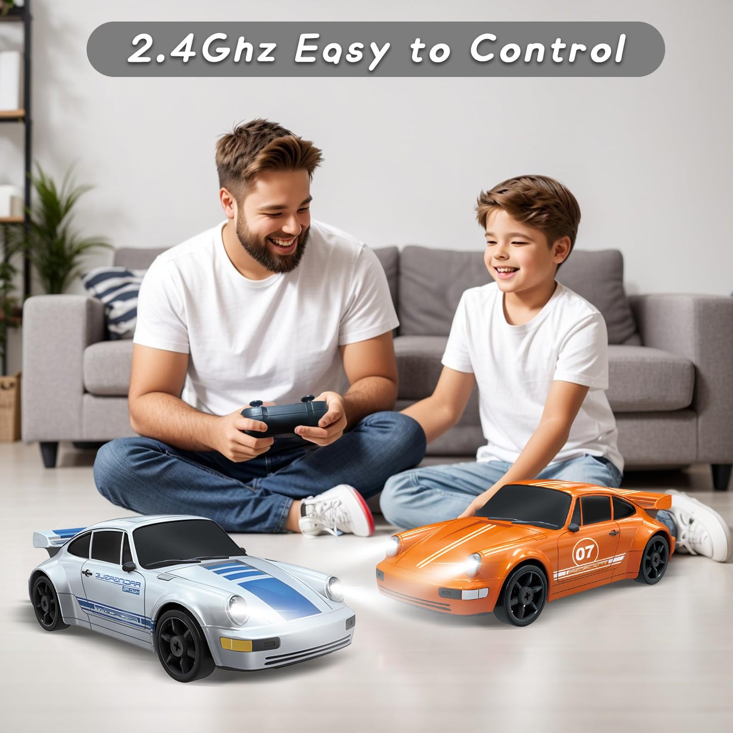 Yuan Plan Rc Drift Car, 2.4Ghz Remote Control Car With Led Light, 1/24 4Wd High Speed Drifting Rc Cars With Two Rechargeable Bat