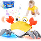 UMIKOOL DIRECT Musical Crawling Crab Baby Toy 6-12 Months, Babies Sensory Induction Crabs with Obstacle Avoidance, Infant Tummy 