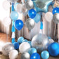 Oumuamua 62Pcs Blue Silver White Confetti Balloons Kit, 12 Inch White Royal Blue Metallic Silver Confetti Balloons For Boy Birthday Baby Shower Graduation Party Supplies
