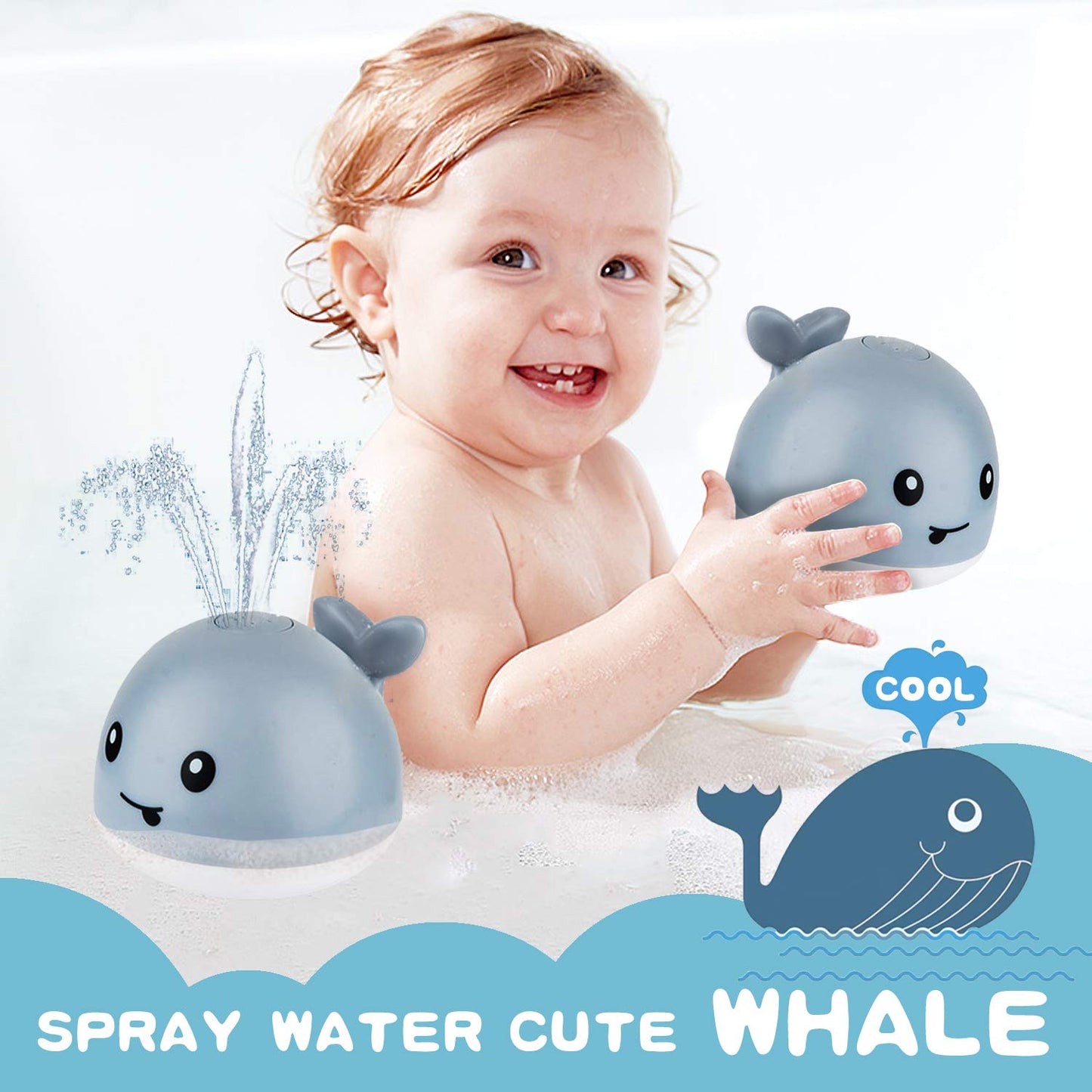 Zhenduo Baby Bath Toys, Light Up Bath Toys Spray Water Bath Toy, Sprinkler Bathtub Toys For Toddlers Kids Boys Girls, Pool Bathroom Toy For Baby,Christmas Baby Toys