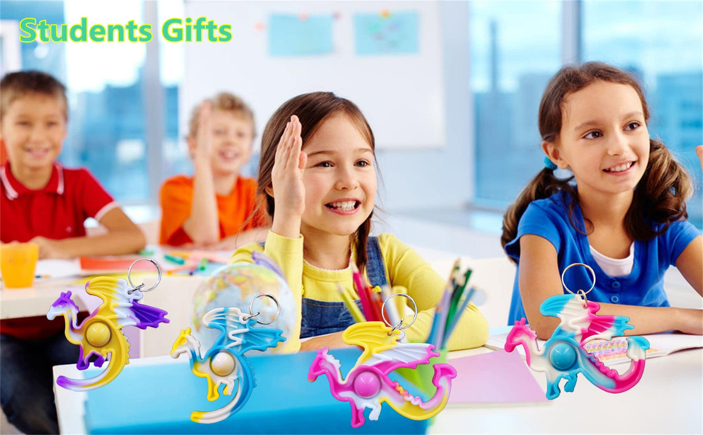 Roaqua 24 packs Dragon Bulk Mini pop Fidget Gifts for Holiday Boys and Girls Kids Party Favors Supplies and Classroom Students P