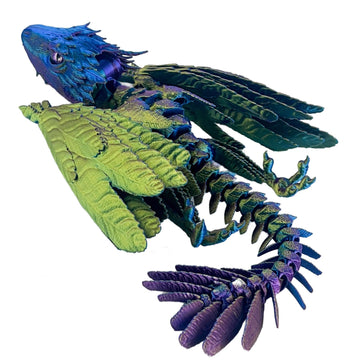 Sgyysg Feathered Wyvern, 3D Printed Articulated Dragon With Wings - Desktop Pet For Fantasy Enthusiasts (Dazzling Color)