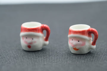 Christmas Santa Coffee Mugs Set of 2 Dollhouse Miniature Kitchen Perfect Ceramic Coffee Mugs