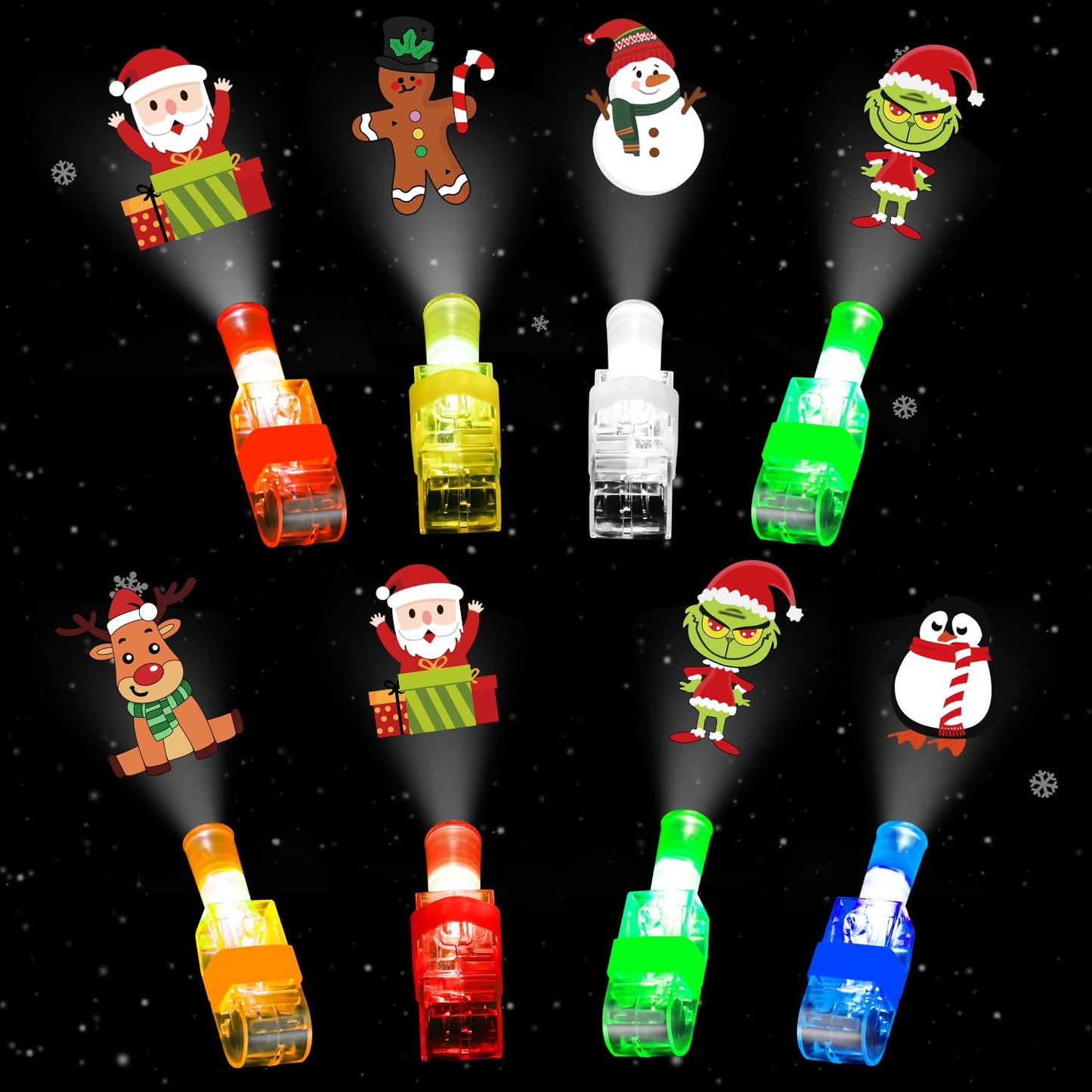COKOKA Christmas Party Favors, 36PCS LED Light Up Finger Lights Party Supplies, Glow in the Dark Christmas Toys Bulk for Stockin
