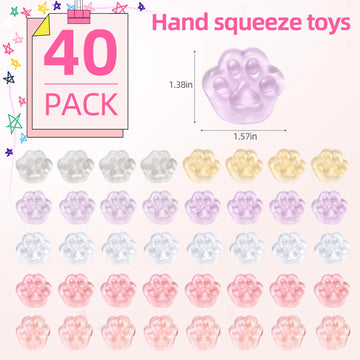 40Pcs Mini Squishies Squishy Toy Cat Party Favors For Kids, Cat'S Paw Mochi Squishy Toys Kawaii Stress Reliever Anxiety Toys For Boys Girls, Pinata Fillers, Goodie Bag Stuffers For Toddlers Adults