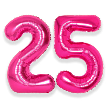 Suwen 40 Inch Large Hot Pink 25 Balloon Numbers Big Foil Helium Number Balloons 0-9 Jumbo Happy 25Th Mylar Birthday Party Decora