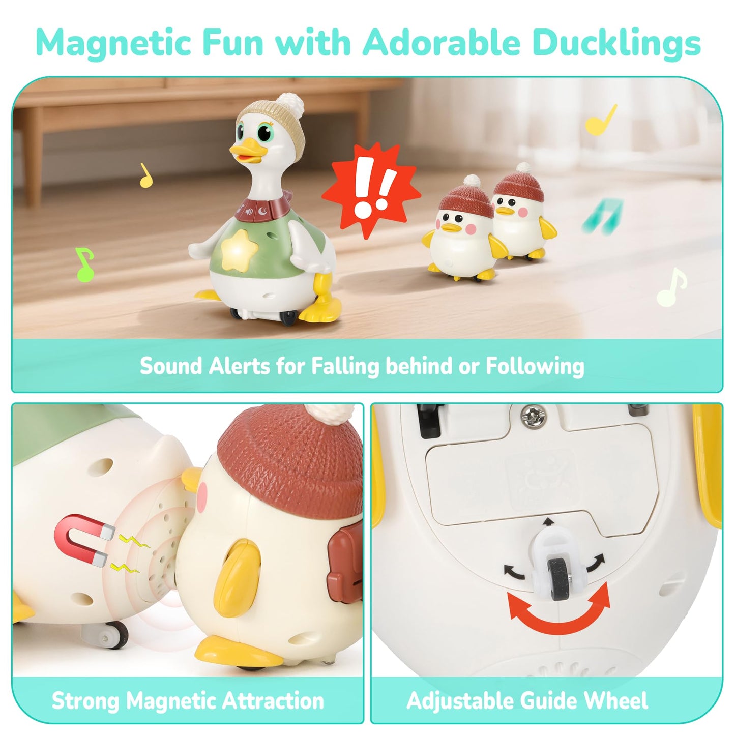 Hestiasko Dancing Duck Toy for Babies 6-36 Months, Light-Up Crawling & Tummy Time Infant Toy, Musical Learning Crawl Interactive