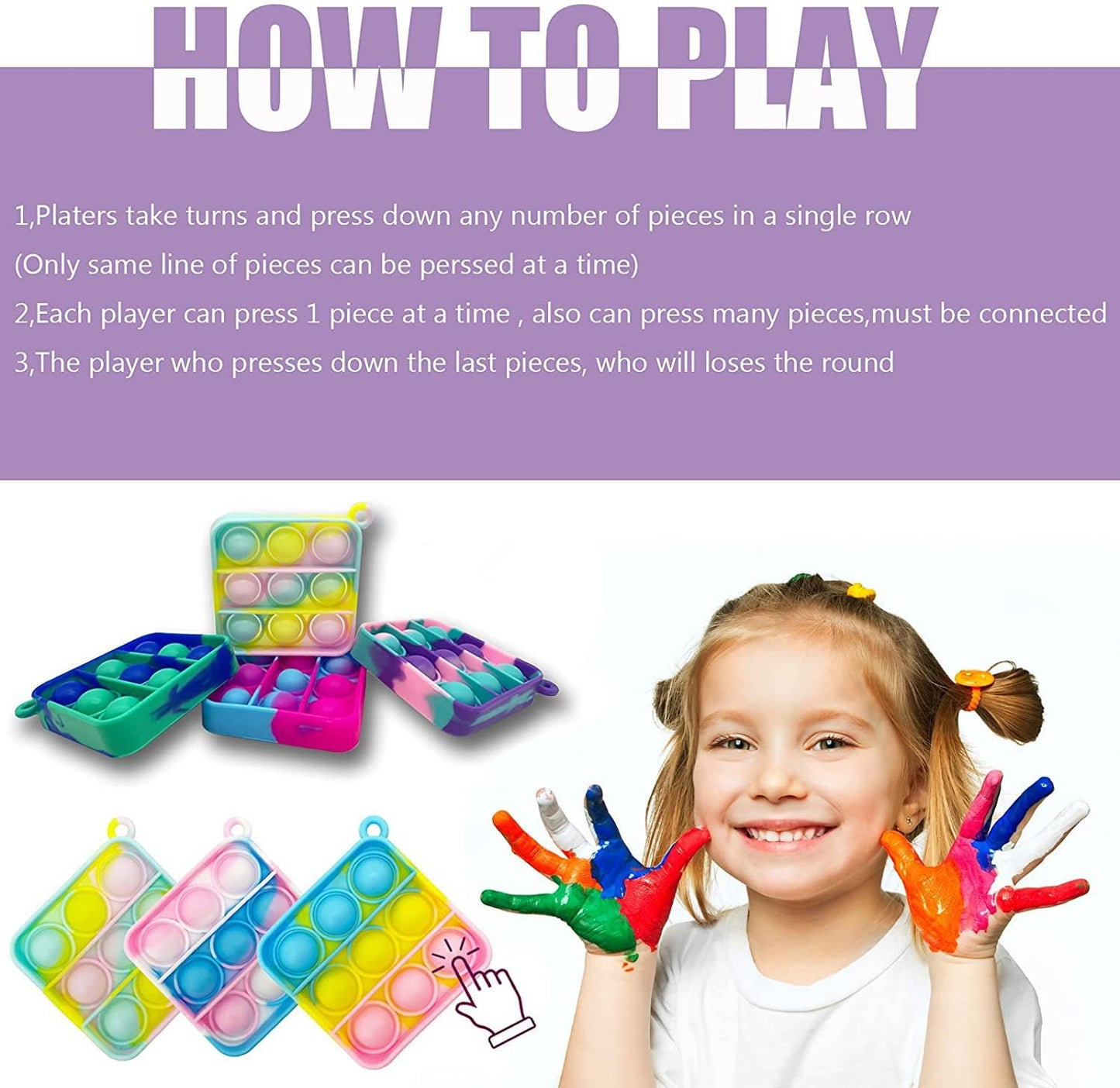 100Pcs Random Color Mini Pop Keychain Fidget Toy Push Bubble Pop Silicone Squeeze Sensory Toys Make Fun for Kids Anxiety Stress Reliever for mature-themeds