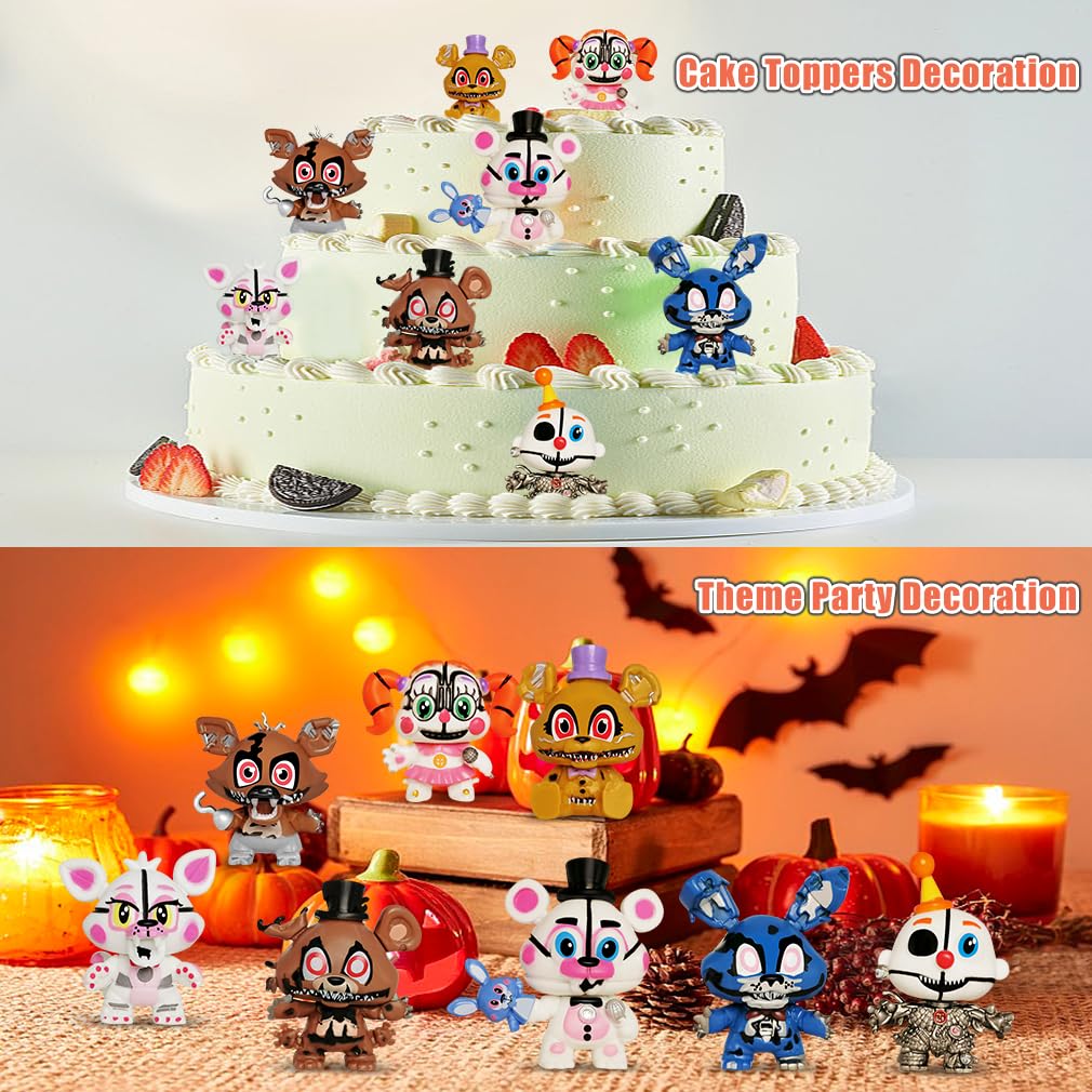 Lasama Action Figures, 8Pcs Game Figurines Toys With 50Pcs Sticker For Video Games Fans, 2.6 Inch Collectible Playset For Boys And Girls For Cake Toppers Decorations