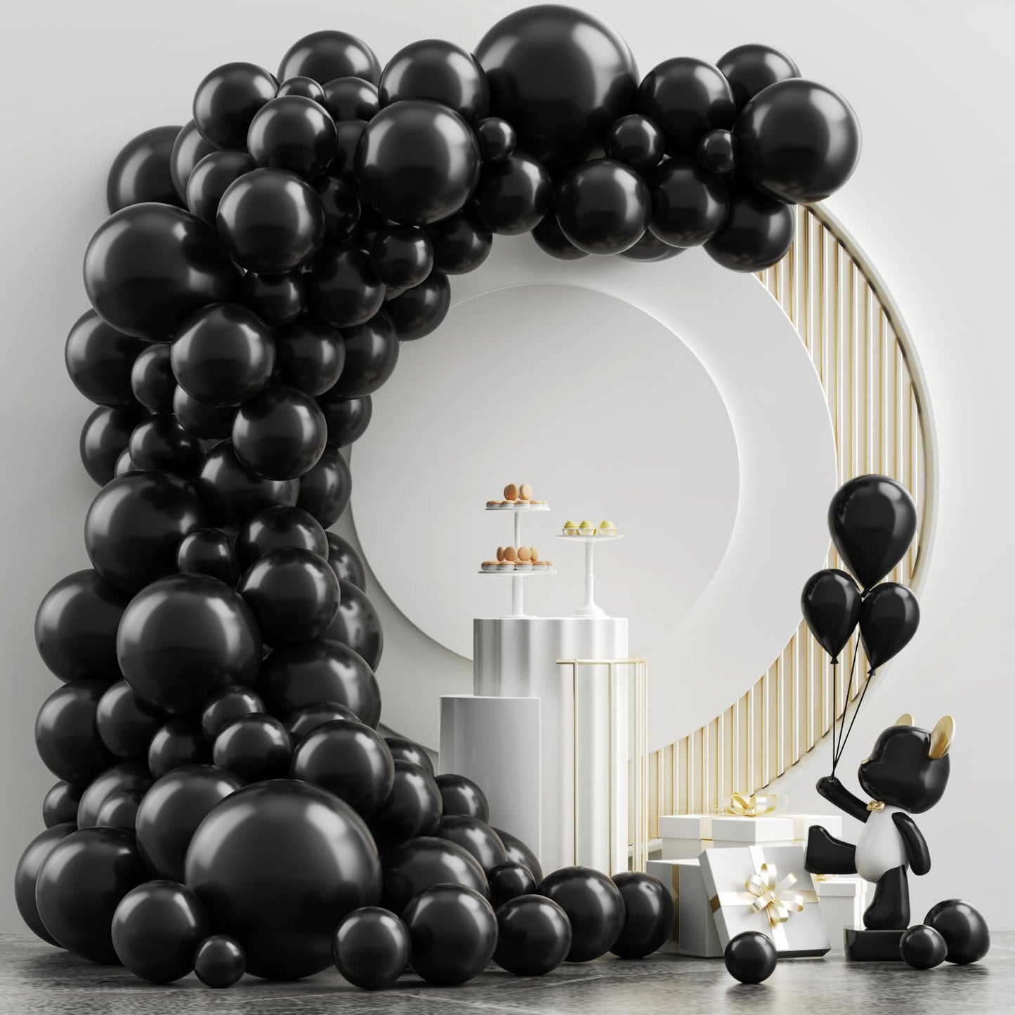Nisocy Black Latex Balloon Arch Kit, 102Pcs 18In 12In 10In 5In Arch Garland For Festival Picnic, Engagement, Wedding, Birthday P