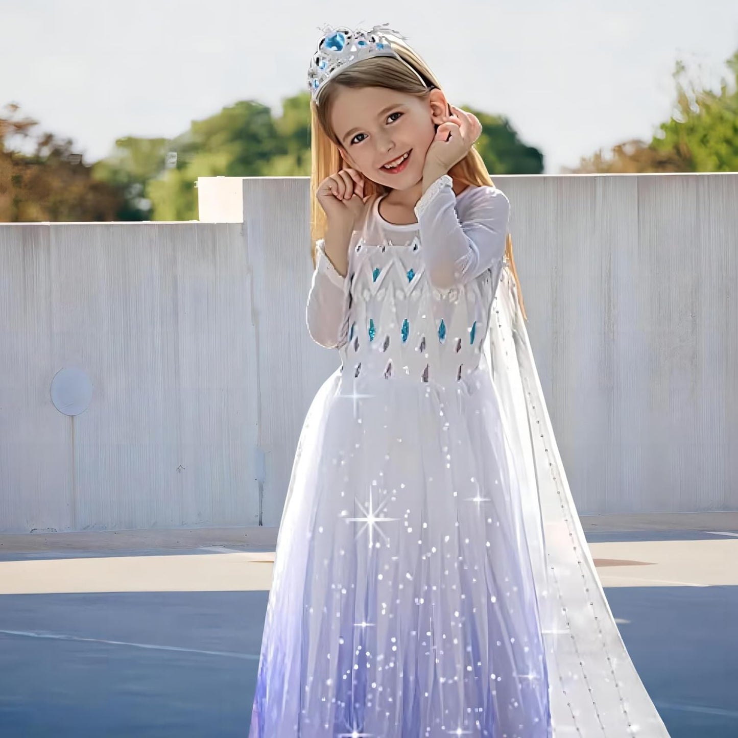 Jeroesja Princess Dresses For Girls - Classy Queen Of Snow Princess Costume With Accessories - Dress Up Clothes For Halloween