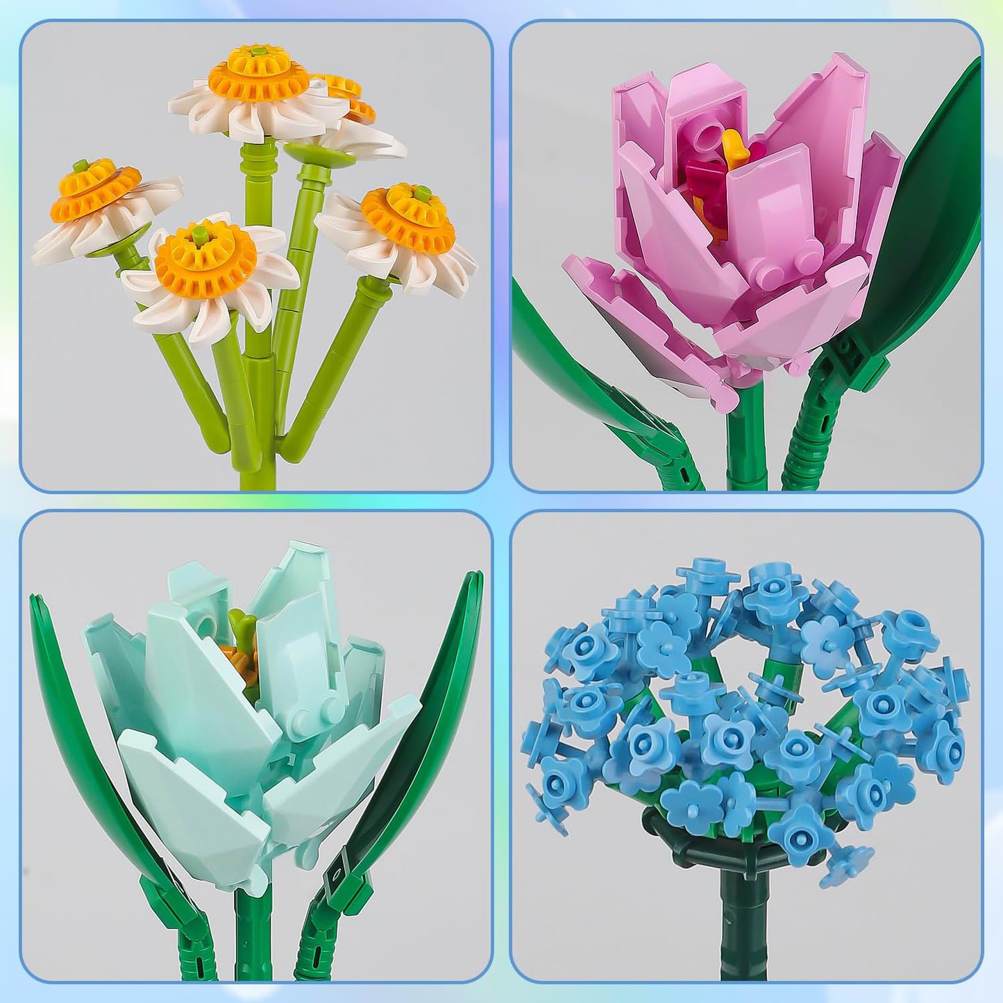 Chodia Flower Bouquet Building Blocks Tulips Botanical Collection Bricks Sets Creative Toys Kits Christmas Birthday Valentines G