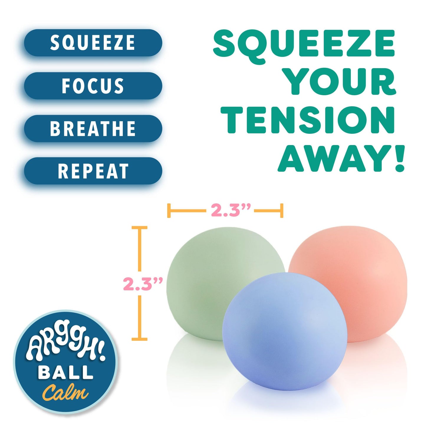 Power Your Fun Mini Stress Balls - 3pk Color Changing Fidget Toys for Adults & Kids - Calming Squeeze Balls in Green, Orange, Blue