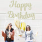 Beishida Light Gold Happy Birthday Banner - No Diy,10Feet,Pre-Strung-Glitter Happy Birthday Sign, Happy Birthday Garland,Happy B