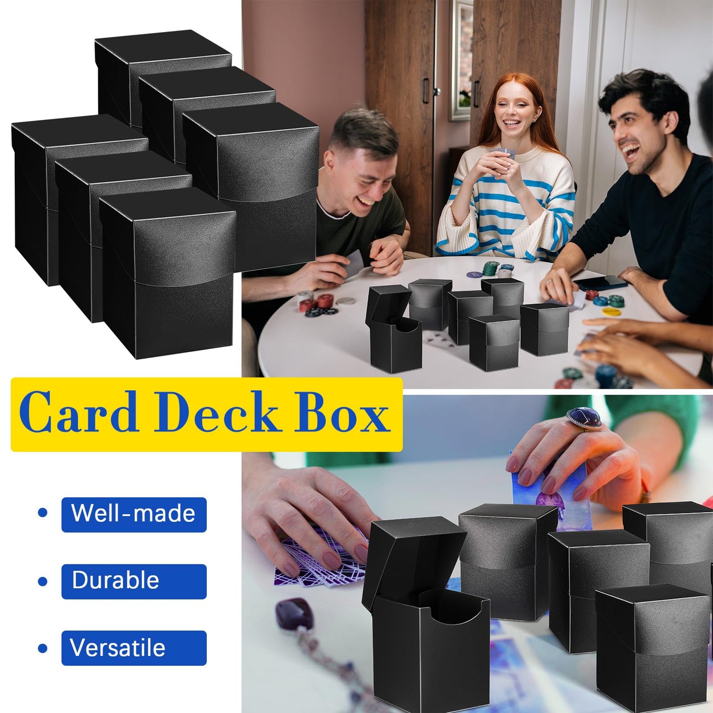 Deekin 18 Packs Deck Cards Box Trading Card Storage Box Case Carrying Case For Family Party Games Supplies(Black,4 X 2.8 X 2 Inch)