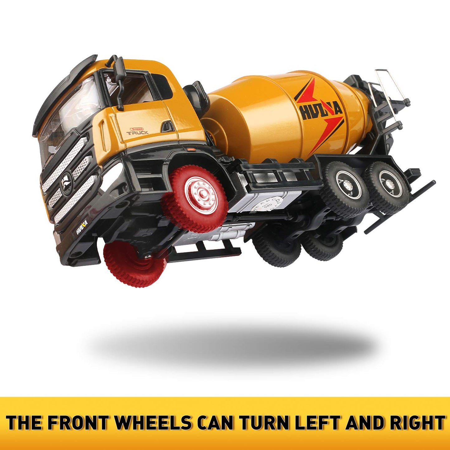 duturpo 1/50 Scale Metal Diecast Cement Mixer Toy Truck, Metal Construction Vehicles Trucks Model Toy for Boys Kids