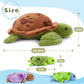 Muiteiur Sea Turtle Plush Toy - Soft Medium Multicolored Stuffed Animal with 3 Baby Turtles for Kids