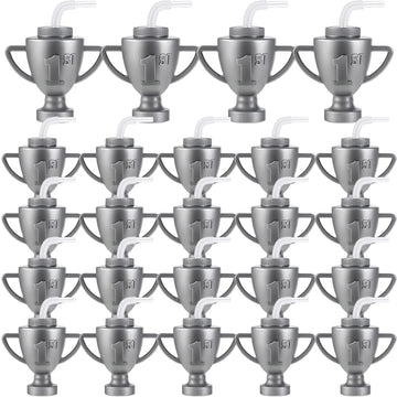 Amyhill 24 Pcs Race Car Trophy Cups With Straws and Lids 12 Oz Plastic Race Car Birthday Party Supplies And Favors For Kids Adul