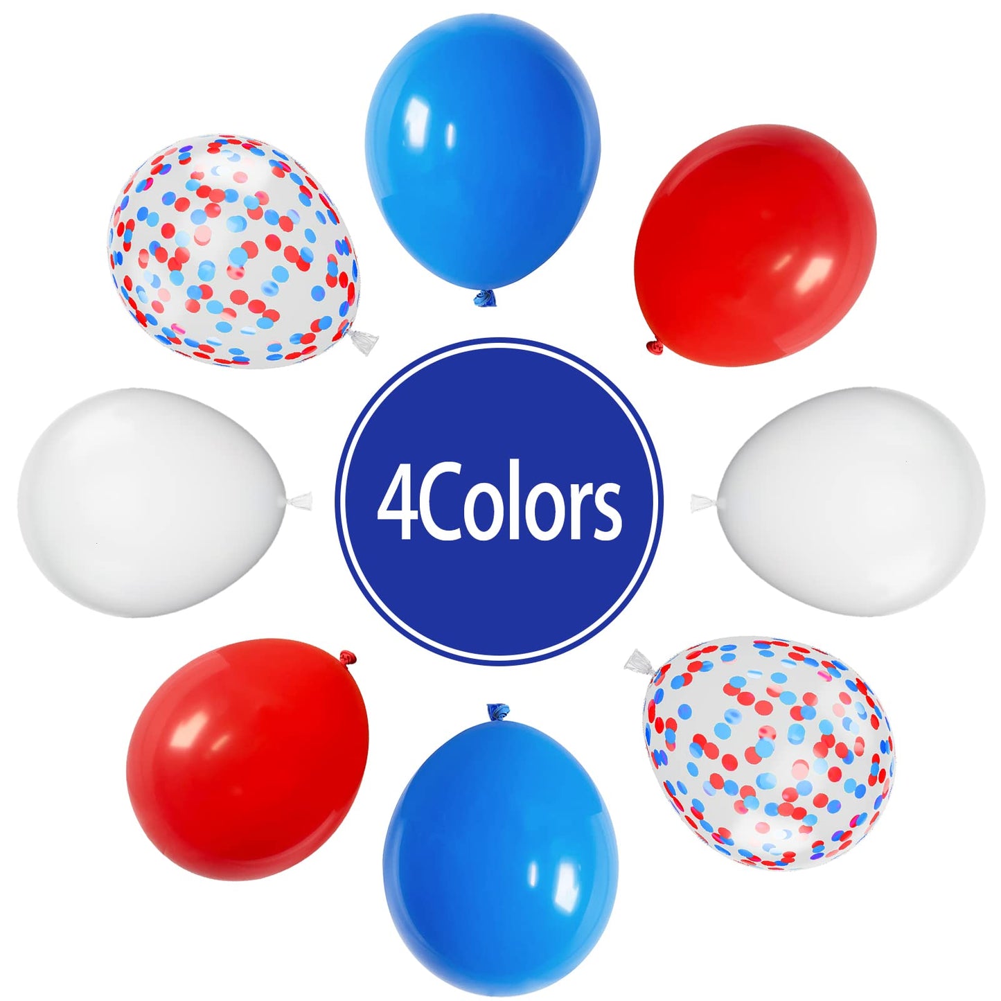Paready Red And Blue Latex Balloons, 30 Pcs 12 Inch White And Red Blue Confetti Balloons With Ribbons For 4Th Of July Independen