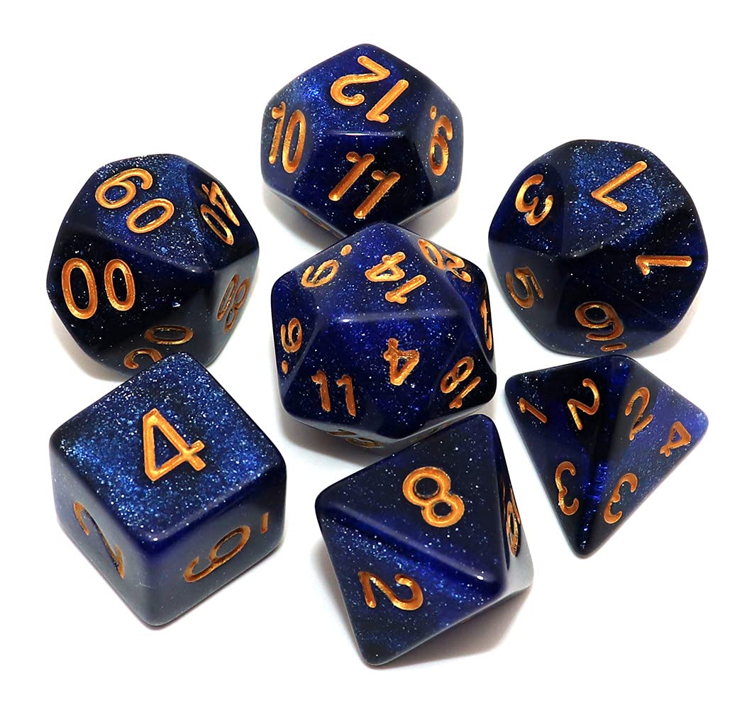 Dnd Dice Set Dark Blue Mix Black Nebula Dice For Dungeon And Dragons D&D Rpg Role Playing Games 7Pcs Polyhedral Dice With Dice B