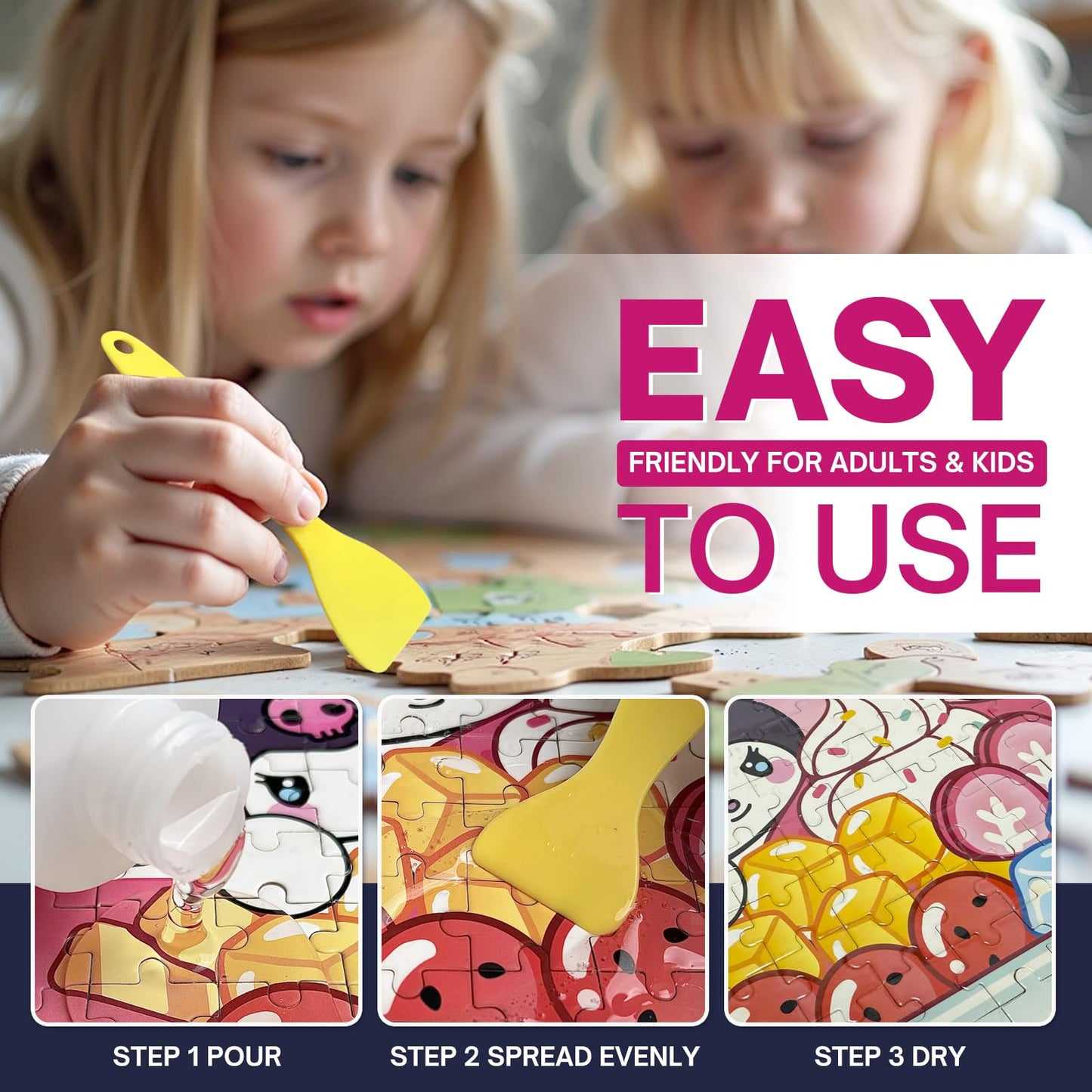 Jigsaw Puzzle Glue Clear, 200Ml Puzzle Glue With Two Applicators, Easily Preserves Finished Puzzles, Quick-Drying, Non-Toxic & C