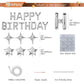 Silver Happy Birthday Balloons Banner, 3D Mylar Foil Letter Birthday Balloons With 6Pcs Star Balloons, Birthday Party Decoration