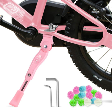 LEICHTEN Bike Kickstand for 16-20 Inch Wheel Bicycle  Adjustable Kickstand for Kids Bike  Center Mount Aluminum Alloy Kids Bikes Kickstands for Sports Bike  Mountain Bike  Road Bike (Pink)