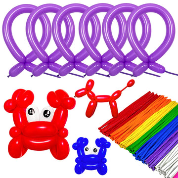 Purple 260 Long Balloons 100 Pack Purple Modeling Long Magic Balloons Thickening Latex Twisting Diy Animal Balloon For Birthday