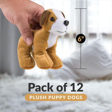 Bedwina Plush Puppy Dogs - (Pack Of 12) 6 Inches Tall Stuffed Animals Bulk Assorted Puppies And Cute Stuffed Plushed Dog Puppies Assortment, Stocking Stuffers