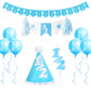 Half Birthday Party Pack Decorations: Comes in Baby Blue or Ultra Pink (1/2 Candle, 1/2 Balloons, 1/2 Hat and 1/2 Banners) (Blue