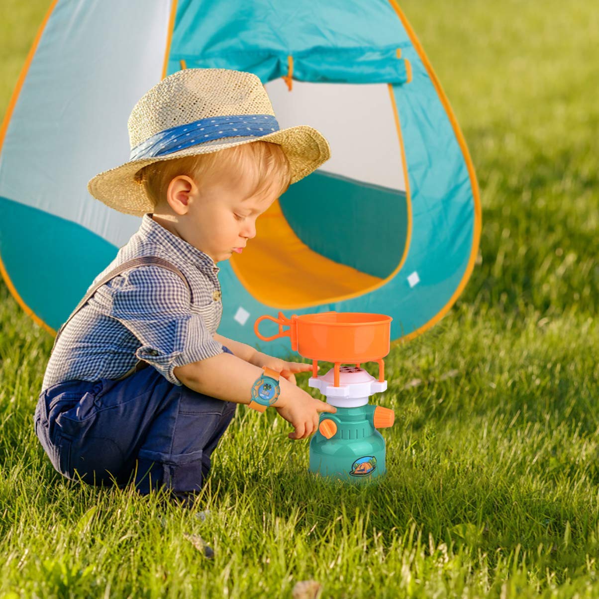 Kids Camping Set with Pop Up Tent - Little Explorers Playhouse Toddler Toys for Boys with Camp Gear for Children Indoor Outdoor