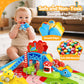 Toddler Toys for 1 2 Year Old Boy Gifts - Educational Dinosaur Slide Set with 4 Color/Number Push Cars and Playmat, Montessori L