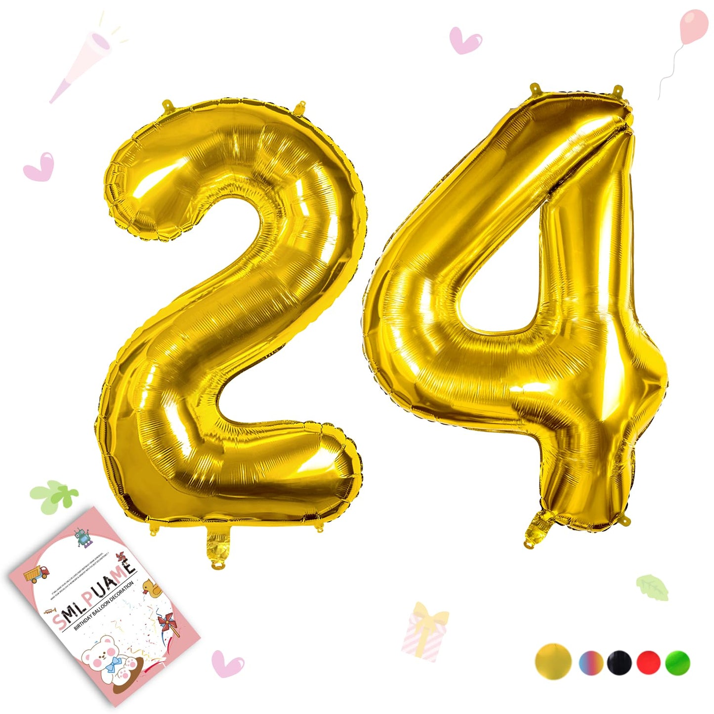 Smlpuame 40 Inch Number Balloon 0-9 Gold Large Number 24 Balloons,Digital Balloons For Birthday Party Celebration Decorations Su