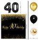 Happy 40Th Birthday Balloons Black Set Decor - Cheers To 40 Years Old Party Theme Garland Banner Backdrop Decorations For Women