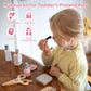 Smartwo Wooden Makeup Toy Set for Toddler Pretend Play 22 PCS Wood Beauty Salon Toys Cute Wooden Makeup Kit with Realistic Acces