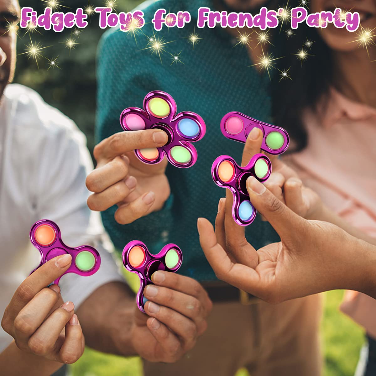 Jawhock 3 Pack Pop Fidget Spinner  Ideal Decompression Fidget Toys mature-themed Fidget Spinner for Relief  Goodie Bag Stuffers Return Gifts Birthday Party Favors Classroom Carnival Prize for Kids Boys Girls