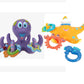 Nuby Floating Purple Octopus With 3 Hoopla Rings And Nuby Starfish Ring Toss Bath Toy With 3 Toss Rings