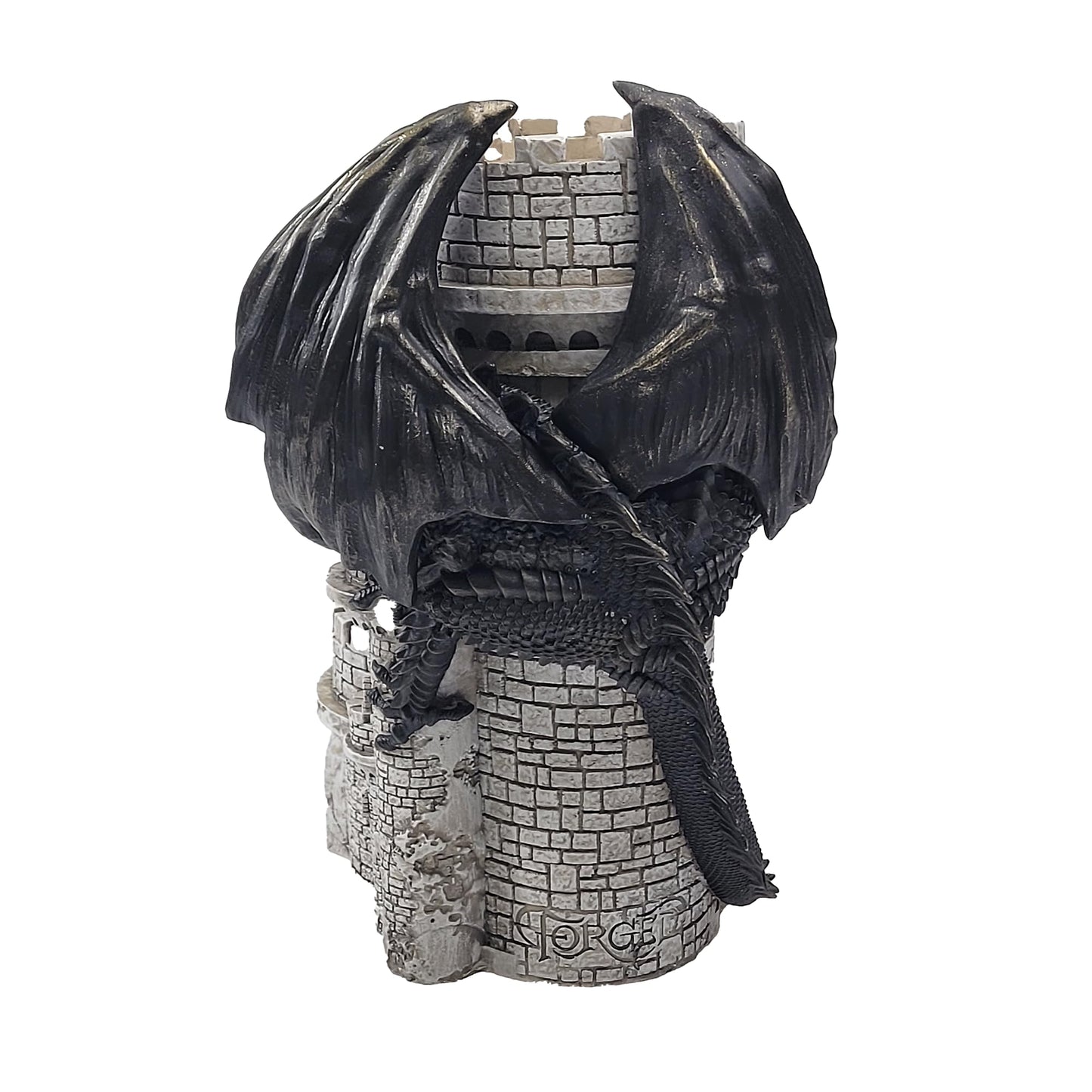 Forged Dice Co. Dragons Keep Dice Tower - Hand Painted Dice Rolling Tower Castle with LED Lights, Made from Heavy Duty Resin - C