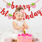 Berry First Birthday Banner, Glitter Strawberry Banner, 1St Birthday Decor (Red)