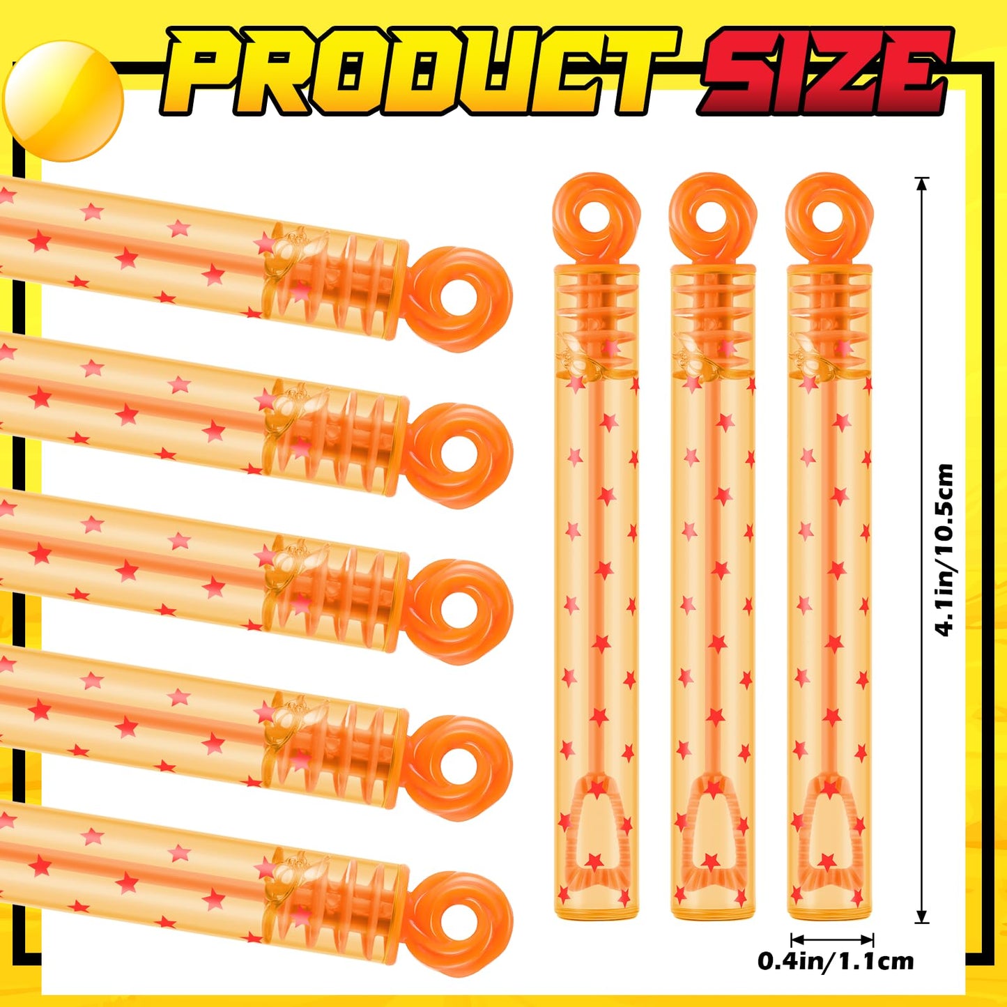 Rotatingpals 32 Pcs Bubble Wands Set - Red Star Print & Orange - 4.13" Plastic Party Favors for Birthdays, Weddings, & School Prizes