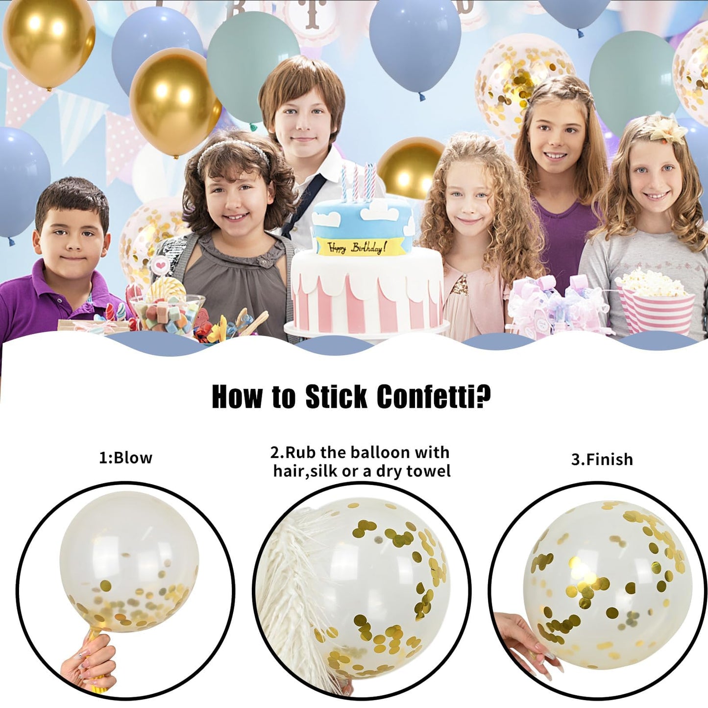 Blue And Green Balloons, 60 Pcs Light Blue Mint Green Balloon Set With Gold Confetti Metallic Gold Balloons, 12 Inch Baby Pastel