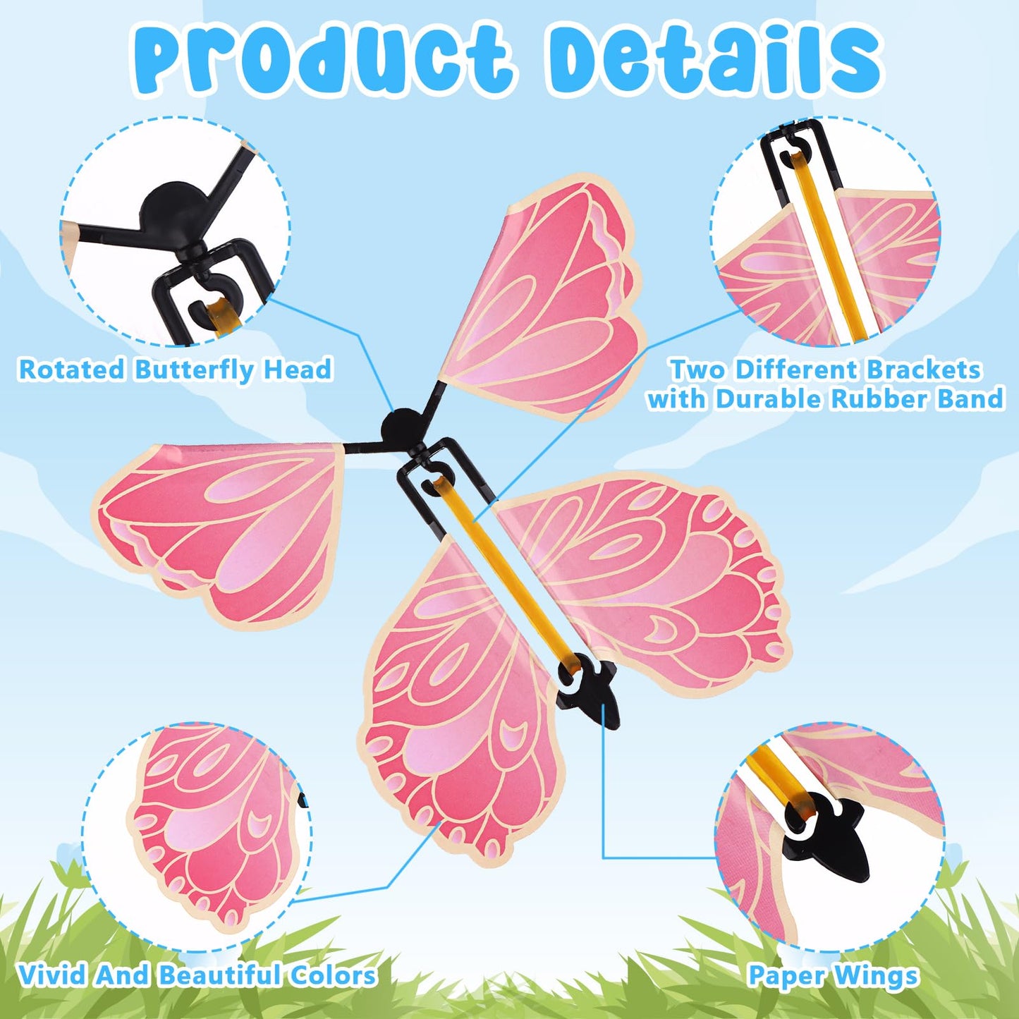 120 Pcs Flying Butterfly Toys Wind Up Flying Butterfly Card Surprise Gifts Butterfly Fairy Flying Toy in The Book Rubber Band Powered Gifts for Christmas Wedding Birthday Teacher Appreciation Gift