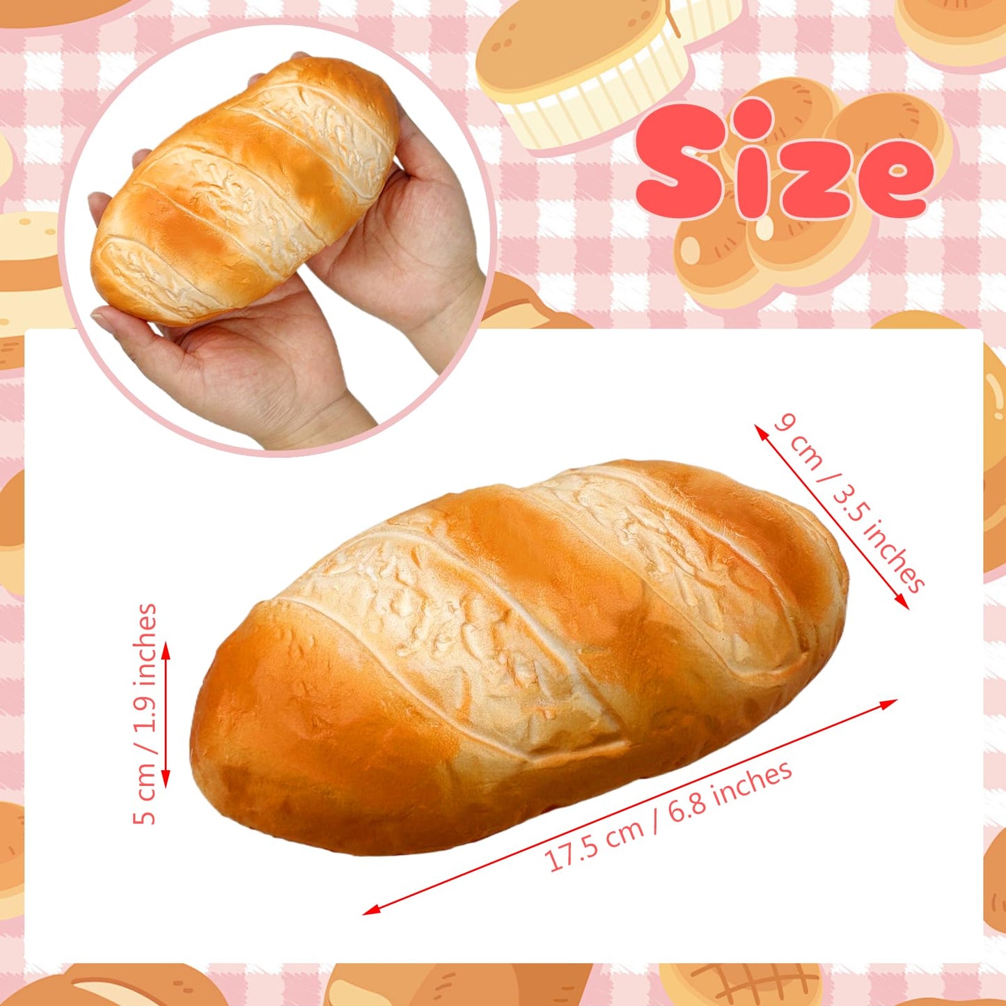 Funnysquee Simulation Bread Squishies Super Soft Slow Rising Toy For Kids Birthday Gift,Cute Scented Baguette Breads Squishys Squishi Stress Relief Squeeze Toys (Baguette Bread)