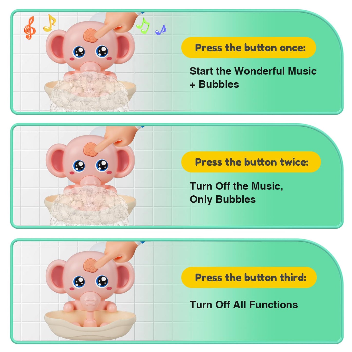 Bath Toys, Elephant Bath Bubble Maker With Music, Magnetic Charging Bubble Machine, Bath Toys For Toddlers 1-3, Toddler Bathtub